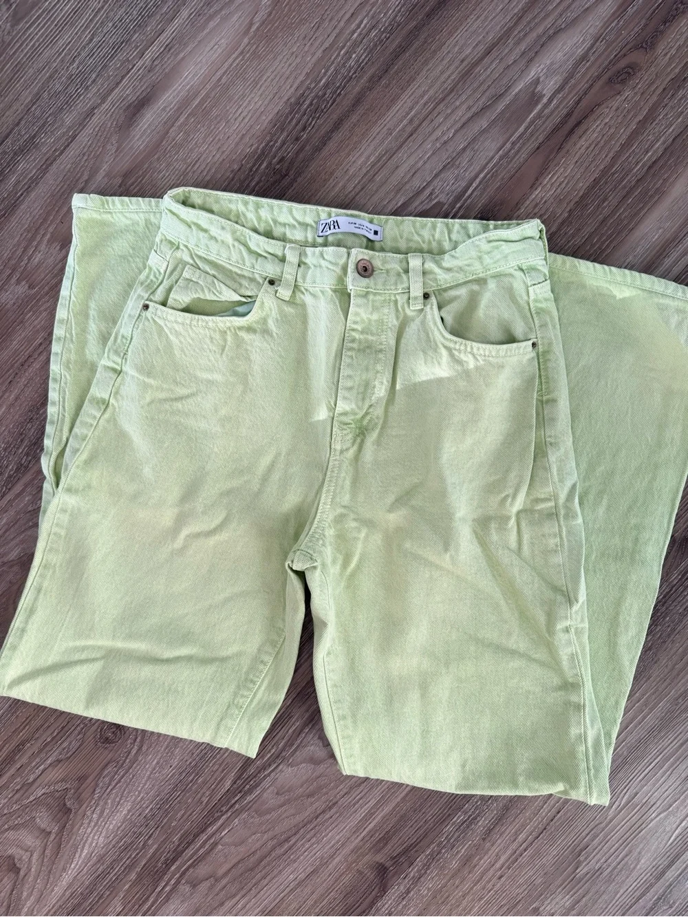 Zara Light Green Straight Leg Jeans